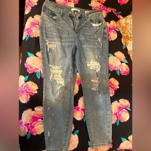 Judy blue white lace distressed skinny jeans